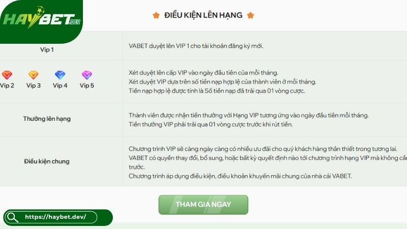 Lưu ý khi nhận ưu đãi VIP Haybet Lưu ý khi nhận ưu đãi VIP Haybet