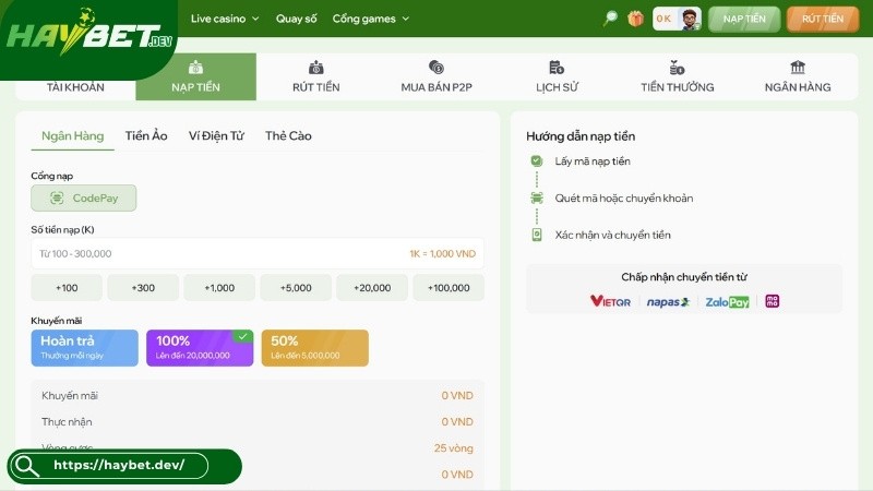 Nạp tiền Haybet bằng cách nào? Nạp tiền Haybet bằng cách nào?